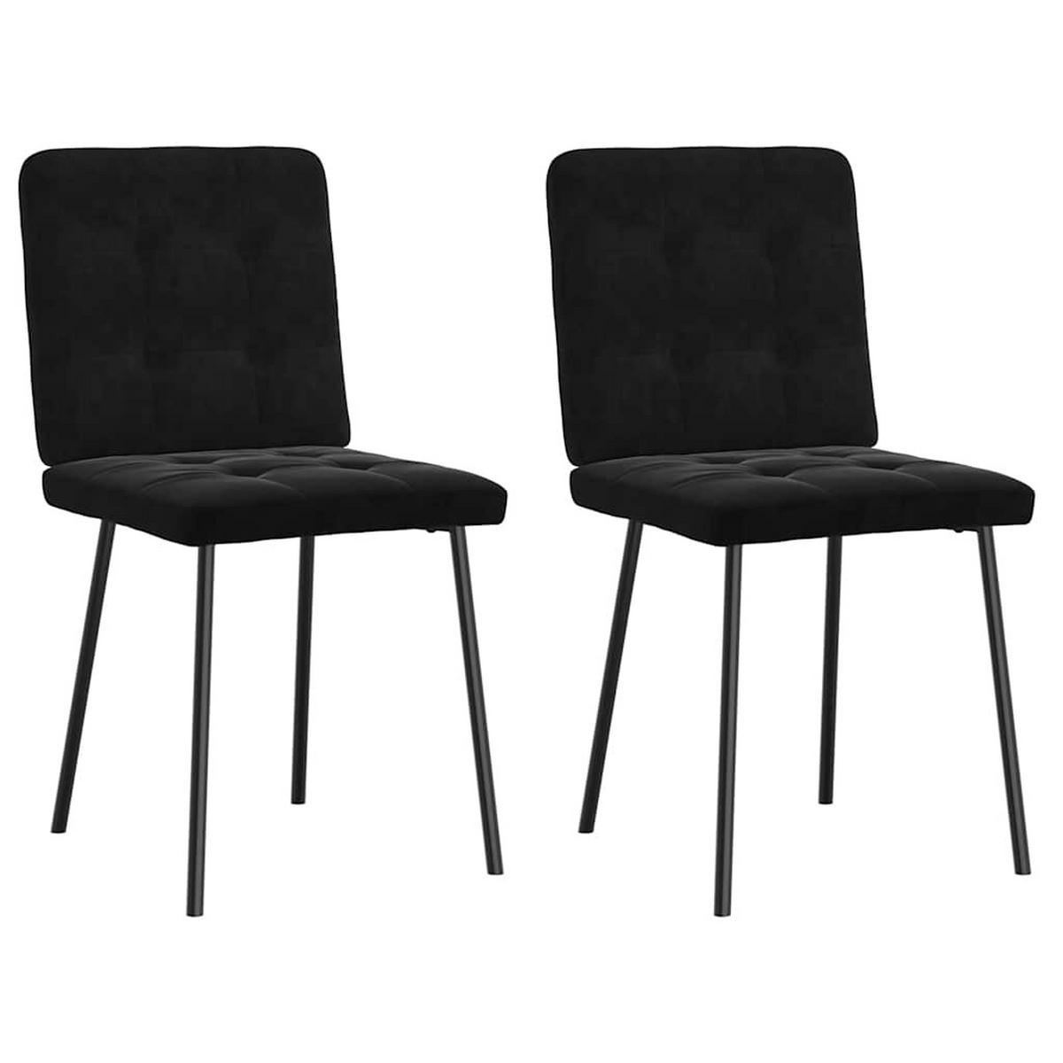 ESSZIMMERSTÜHLE 2 Stk. Schwarz Samt 45*54*83cm - Schwarz, Metall (45/83/54cm) - ZMH