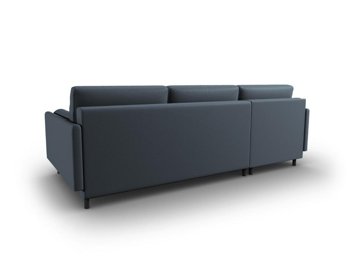 AUSKLAPPBARES-ECKSOFA links mit Container Scott aus strukturiertem Stoff blau 5 Sitzplätze - Blau, Textil (142/212cm) - Micadoni