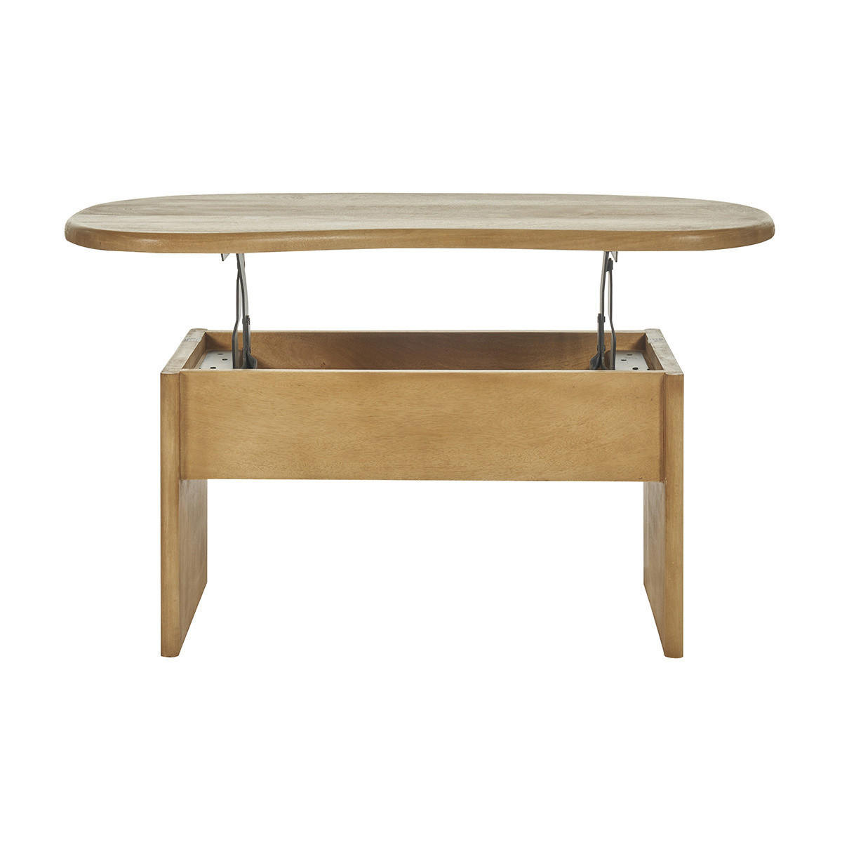 COUCHTISCH Bohnenform Ablage Massives Mangoholz B95 cm KOKOA - Eiche Bianco, Holz (95/54/40cm) - Miliboo