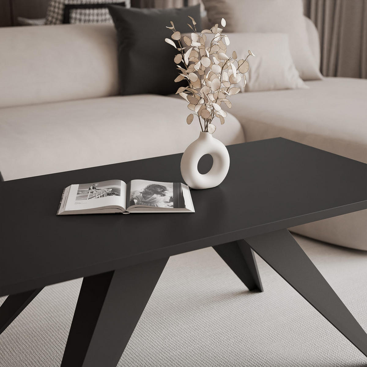 COUCHTISCH AIRA 120/60/48 cm Rechteckig, Schwarz - Schwarz, Metall (60/120/48cm) - Idohome