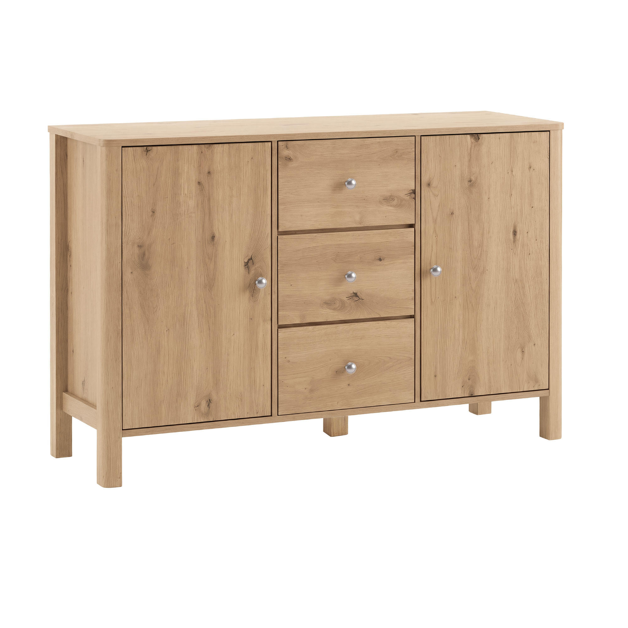 SIDEBOARD DE-38869 120/40/80 cm 3 Schubladen und 2 Türen Eiche - Eichefarben, Holzwerkstoff (120/80/40cm) - ComfortXL