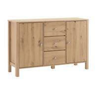 SIDEBOARD DE-38869 120/40/80 cm 3 Schubladen und 2 Türen Eiche - Eichefarben, Holzwerkstoff (120/80/40cm) - ComfortXL