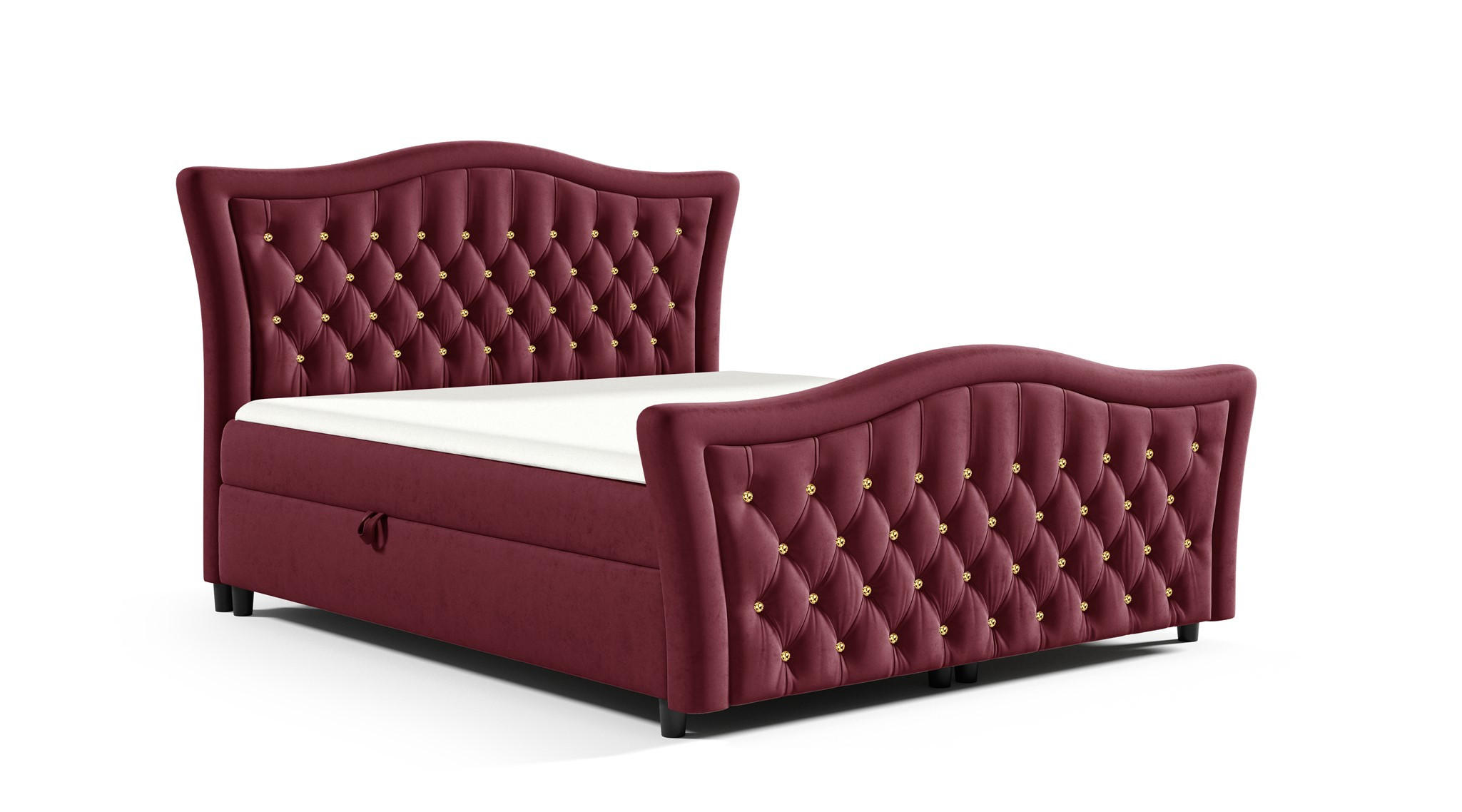 BOXBETT Turhan In Elisa Velvet - Kirschrot, Holzwerkstoff/Textil (140/200cm) - Fun Möbel