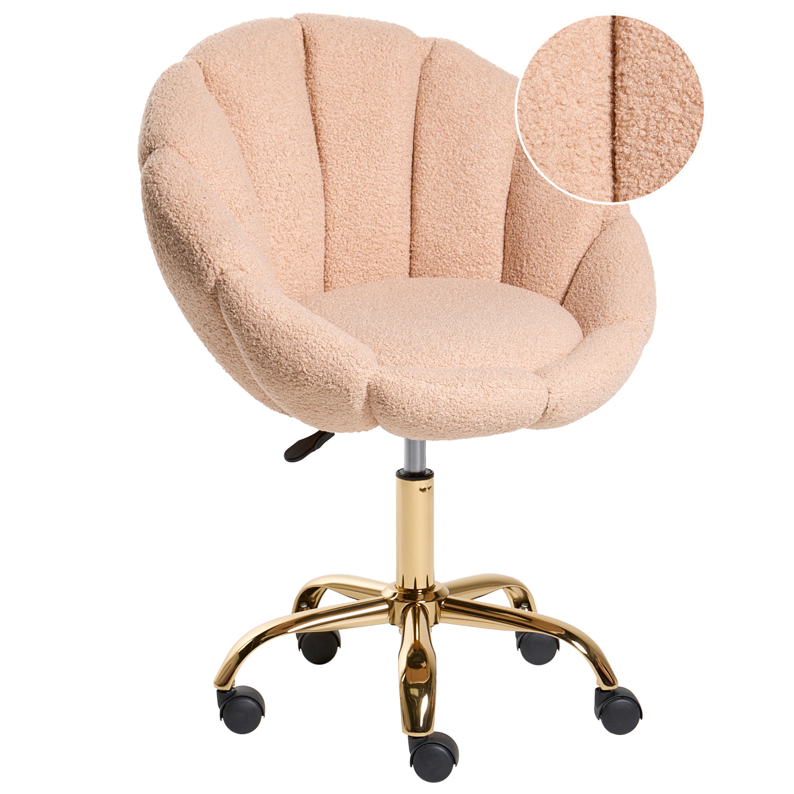 SCHREIBTISCHSTUHL Bouclé Pfirsichrosa Annabelle - Pink, Textil (66/81/39cm) - Beliani