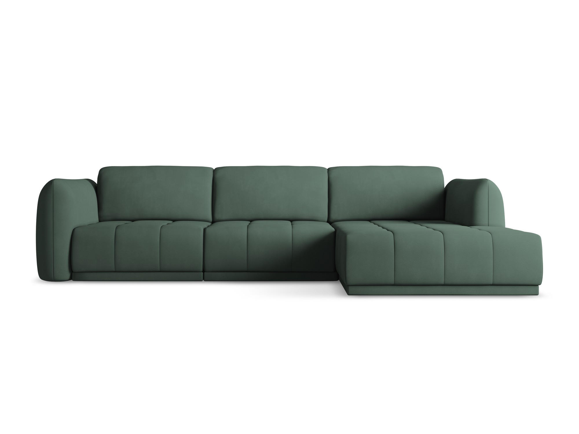 ECKSOFA Rechts Chenille Stoff Grün - Schwarz/Grün, Kunststoff/Textil (290/170cm) - Makamii