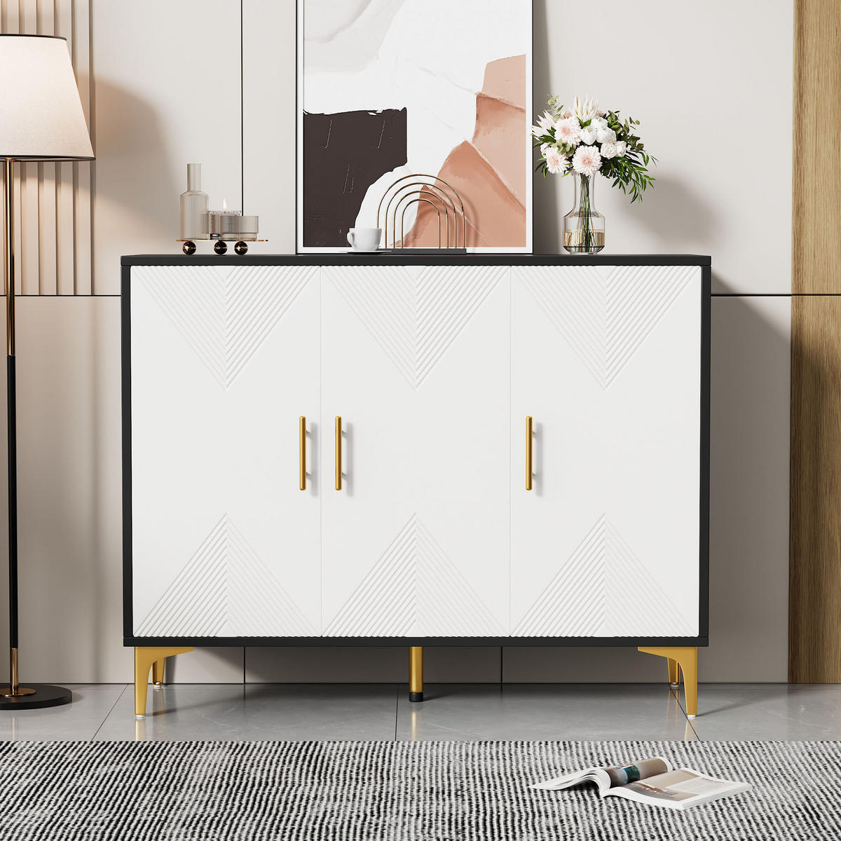 SIDEBOARD Black 120/40/88 CM - Schwarz, Holz (40/88/120cm) - Urban Meuble