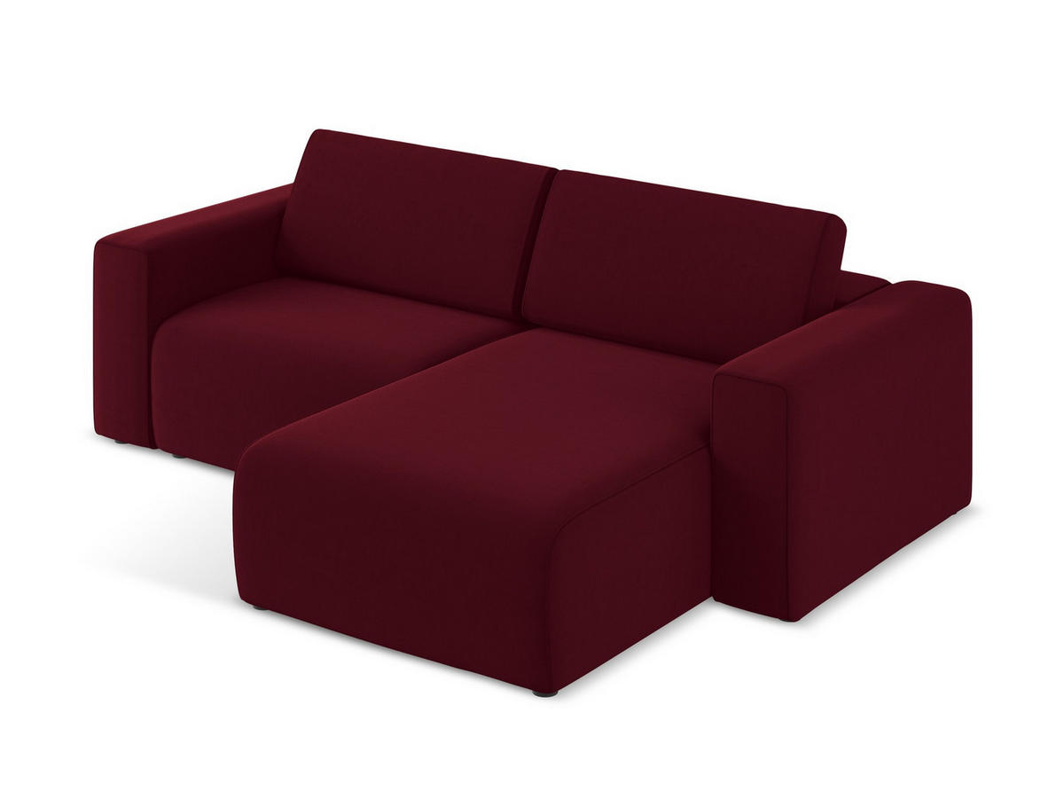 ECKSOFA Rechts Samt Stoff Rot - Bordeaux/Beige, Kunststoff/Textil (224/167cm) - Makamii