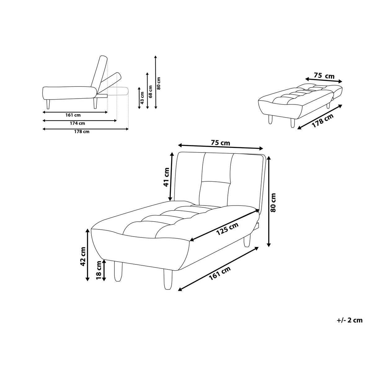 CHAISELONGUE Stoff Beige Alsten - Beige/Braun, Textil (163/80/75cm) - Beliani