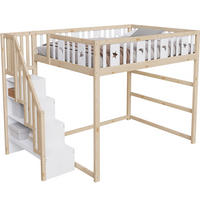 HOCHBETT 140/200 cm aus Massivholz mit Treppe und Regalen Weiß/Natur - Naturfarben, Holz (140/200cm) - Modenvie