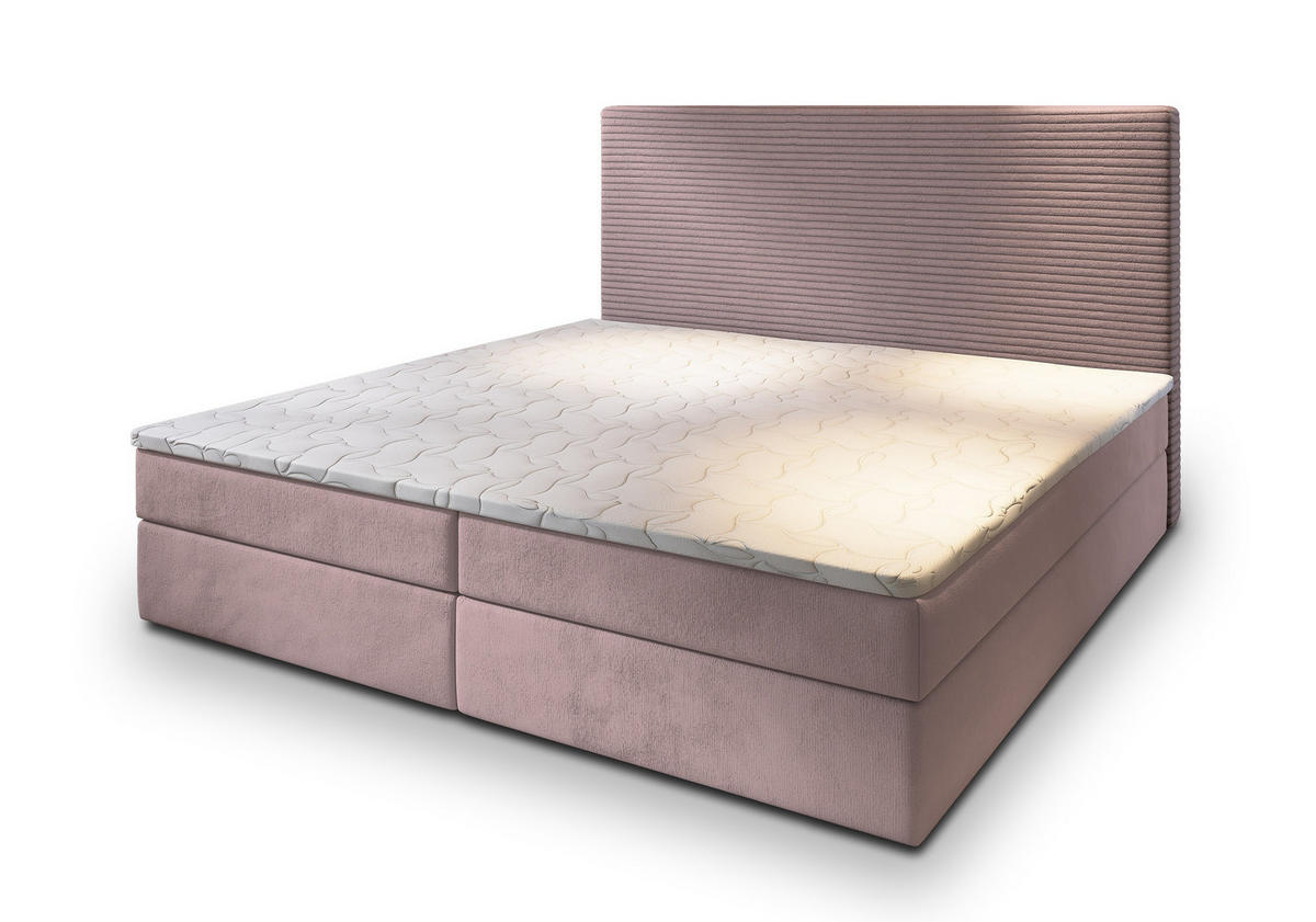 POSTEL BOXSPRING GIARRO 160x200 cm, s matrací a úložným prostorem, starorůžová - starorůžová, kompozitní dřevo/textil (160/200cm) - MASSENO