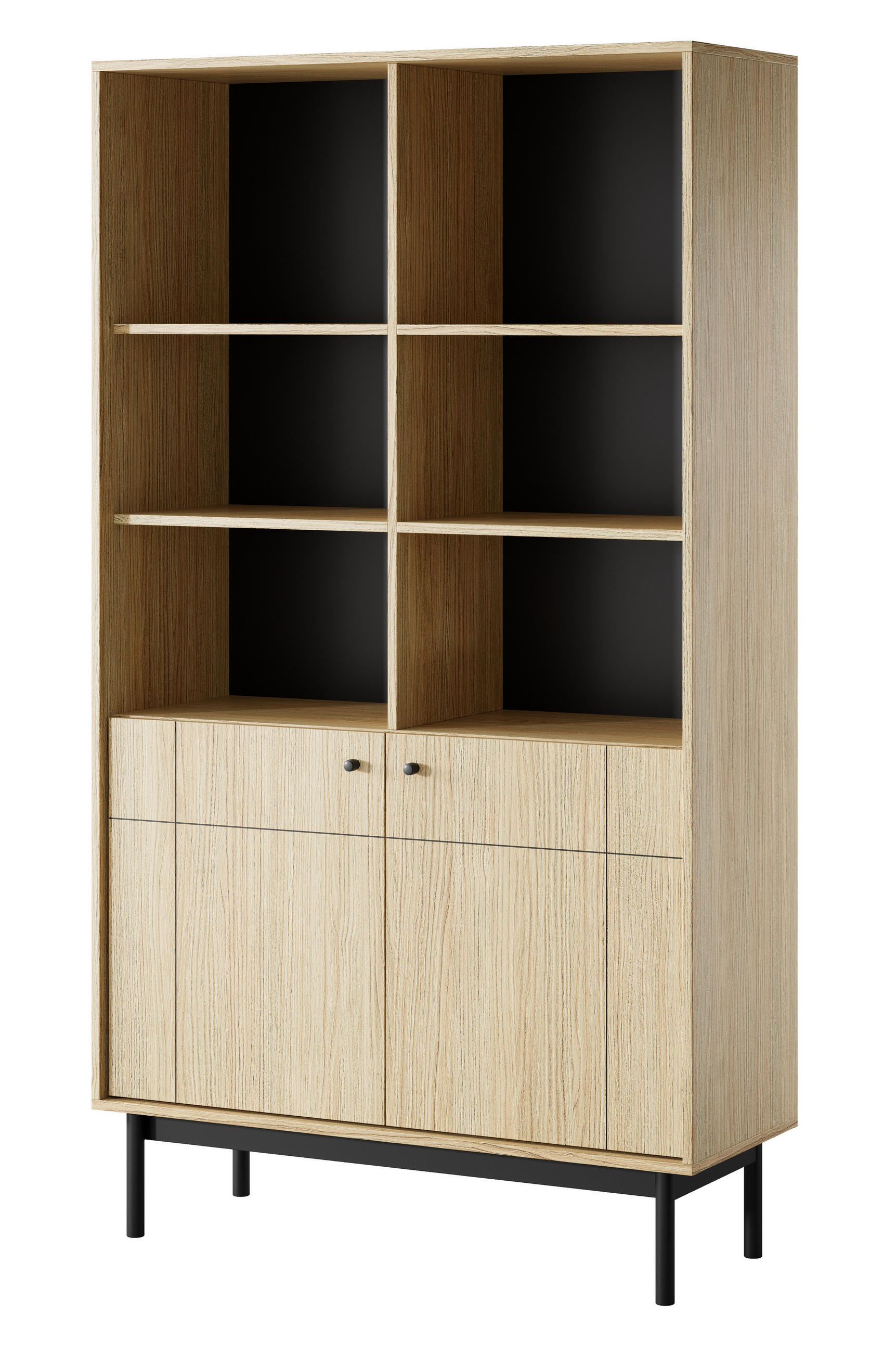 REGAL 100 cm Lunaris mit 2 Türen, Eiche Linea - Eichefarben, Holz (103/185/39cm) - Emporius