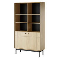 REGAL 100 cm Lunaris mit 2 Türen, Eiche Linea - Eichefarben, Holz (103/185/39cm) - Emporius