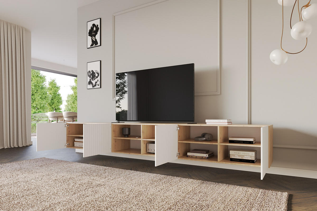 LOWBOARD KITO-W 3x100x40x41 cm - Artisan / Weiß - Weiß, Holzwerkstoff (300/40/41cm) - ALTDECOR