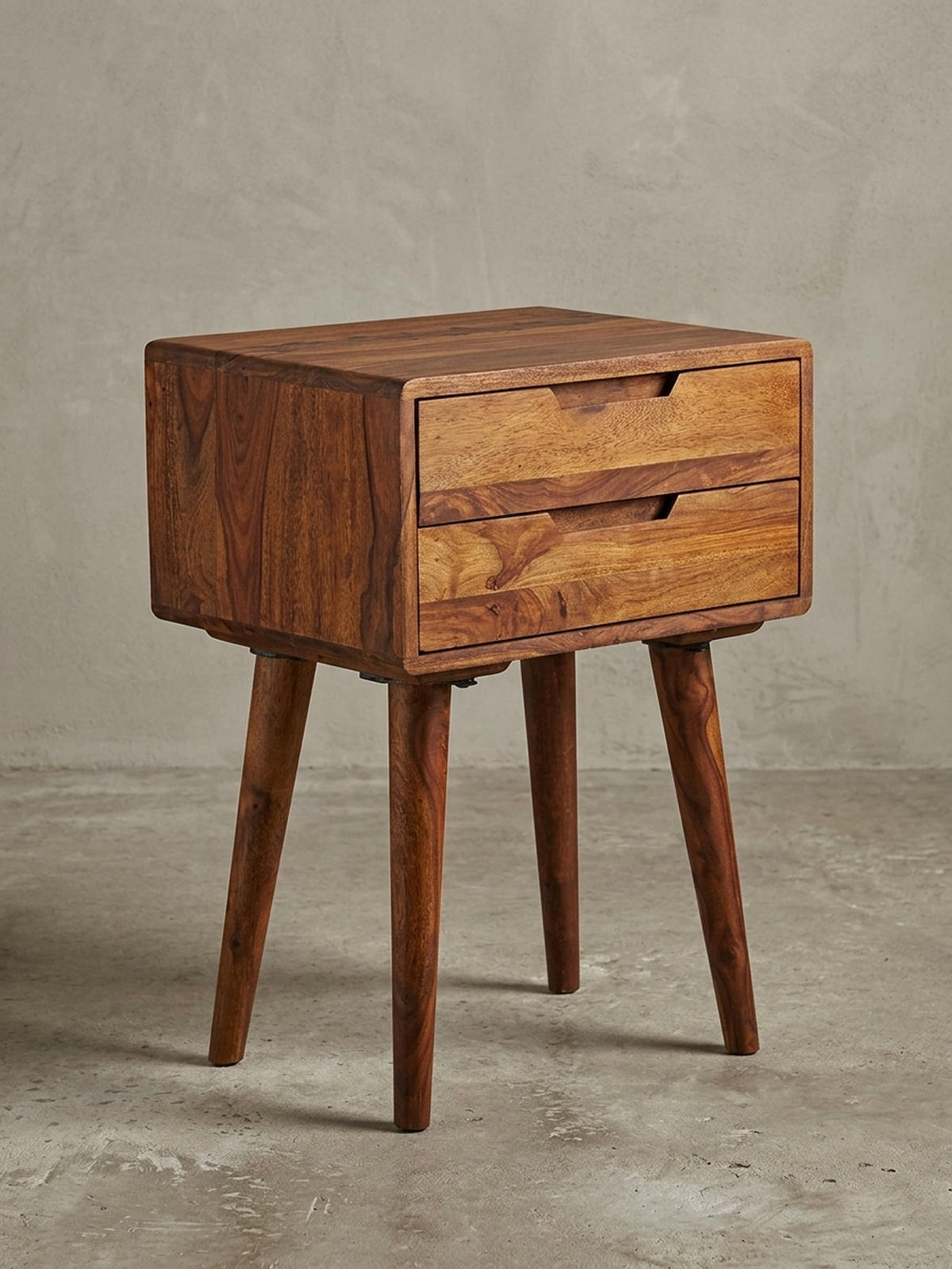NACHTTISCH – Massivholz, 47x66x36 cm, 2 Schubladen, Landhausstil - Braun, Holz (47/66/36cm) - KADIMA DESIGN