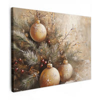 LEINWANDBILD Weihnachten - Kugeln - Beige - Gold 40x30 cm - Goldfarben, Textil (40/30cm) - MuchoWow