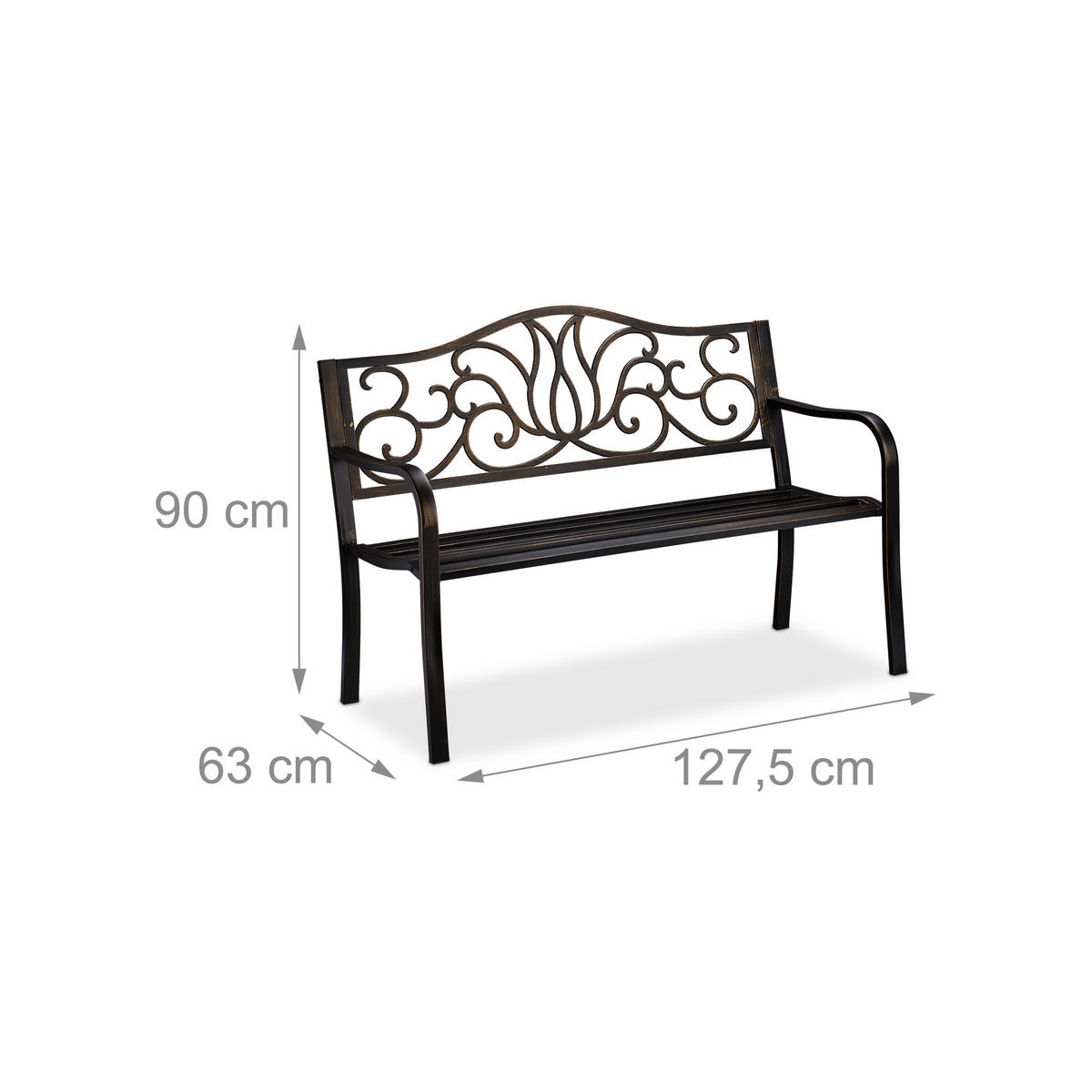 GARTENBANK - Multicolor, Metall (127.5/90/63cm) - Relaxdays