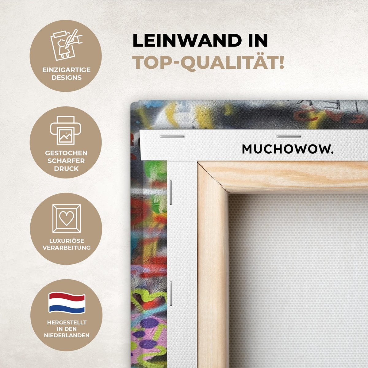 LEINWANDBILD Graffiti - Junge - Ilussie - Straßenkunst Wandbild Wohnzimmer 50x50 cm - Hellgrau, Textil (50/50cm) - MuchoWow