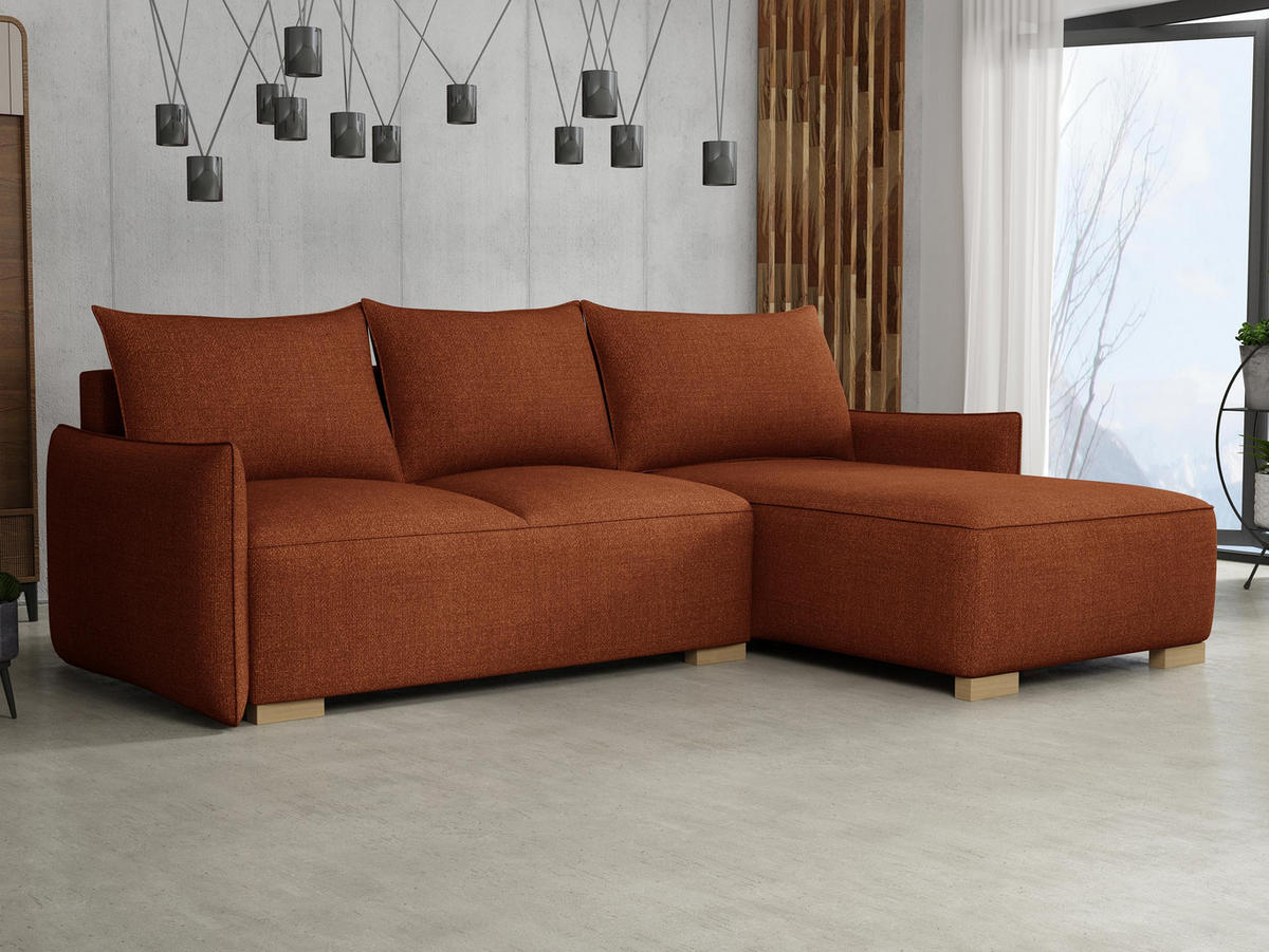 ECKSCHLAFSOFA Focus L - Naturfarben/Bronzefarben, Holz/Textil (240/155cm) - MIRJAN24