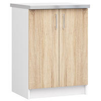 KÜCHENSCHRANK Weiß, Sonoma Eiche 44.5x60x82cm - Silberfarben/Weiß, Holzwerkstoff/Kunststoff (60/82/44.5cm) - Akord