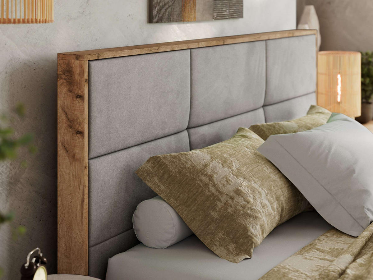 POLSTERBETT LERIO CLASSIC 200/200 - Hellgrau Velvet - Schaum-Matratze - Hellgrau, Textil (200/200cm) - MKS