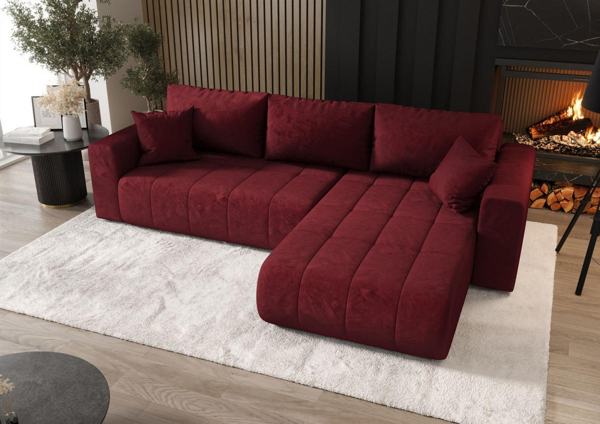 ECKSOFA Camila - Rot, Holzwerkstoff/Textil (280/185cm) - Fun Möbel