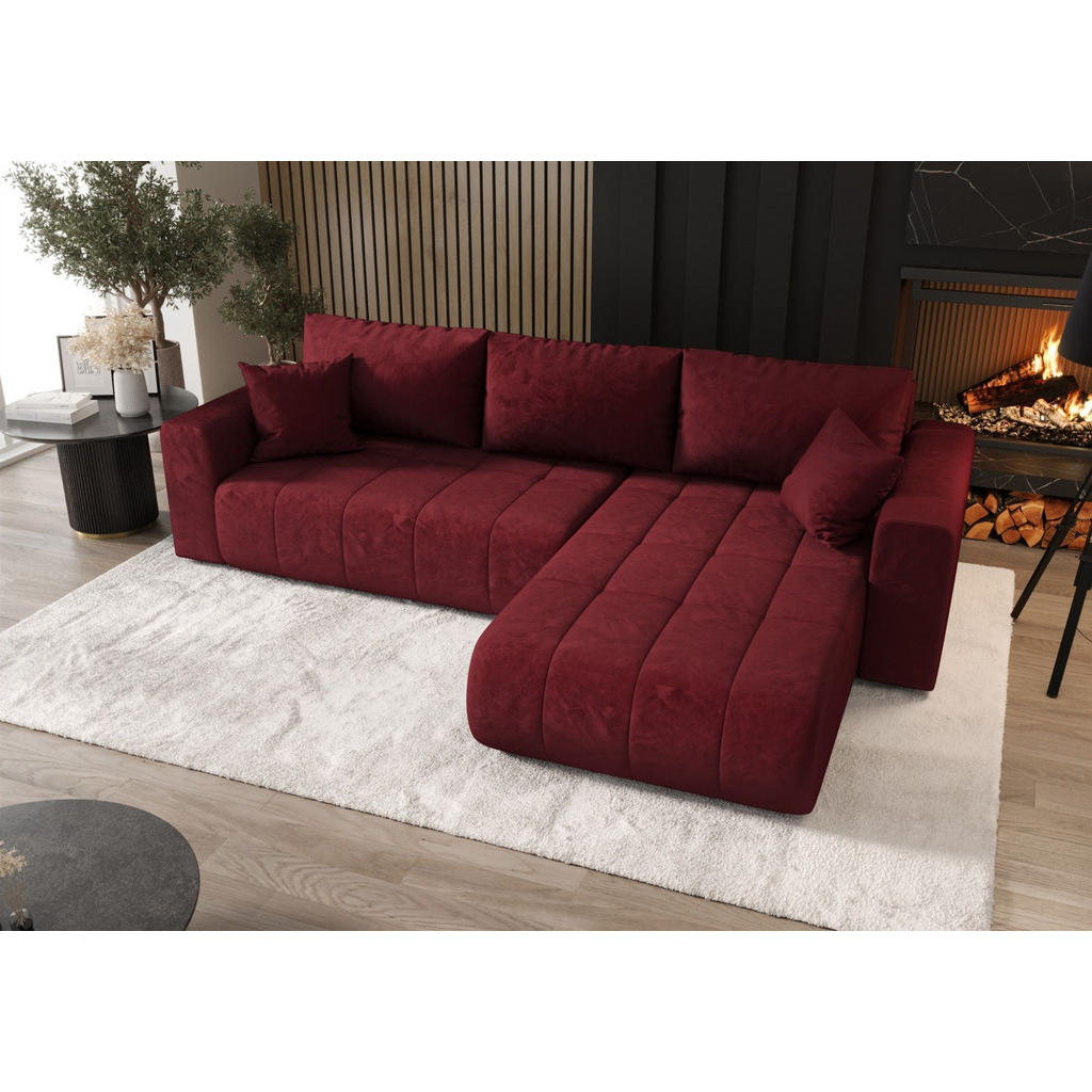 Thumbnail - Fun Möbel Ecksofa, Rot, Textil, Ottomane rechts, 280x185 cm, Wohnzimmer, Sofas & Couches, Wohnlandschaften, Ecksofas