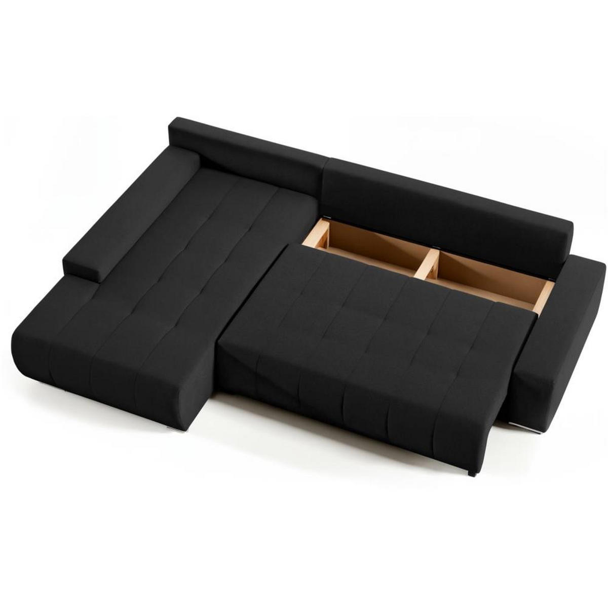ECKSOFA Draco L schwarz links - Chromfarben/Schwarz, Textil/Metall (267/186cm) - Beautysofa