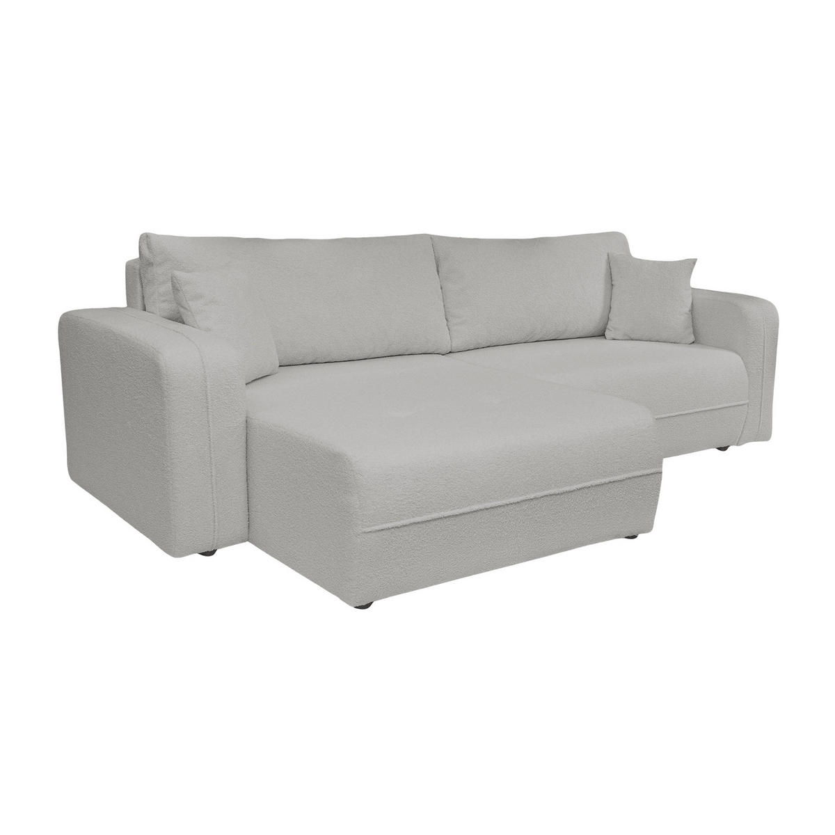 ECKSOFA Oreo L-Form Mit Bettkasten Und Schlaffunktion Quelle-Stoff Grau Rechts - Grau, Holz (247/143cm) - Kaiser Möbel