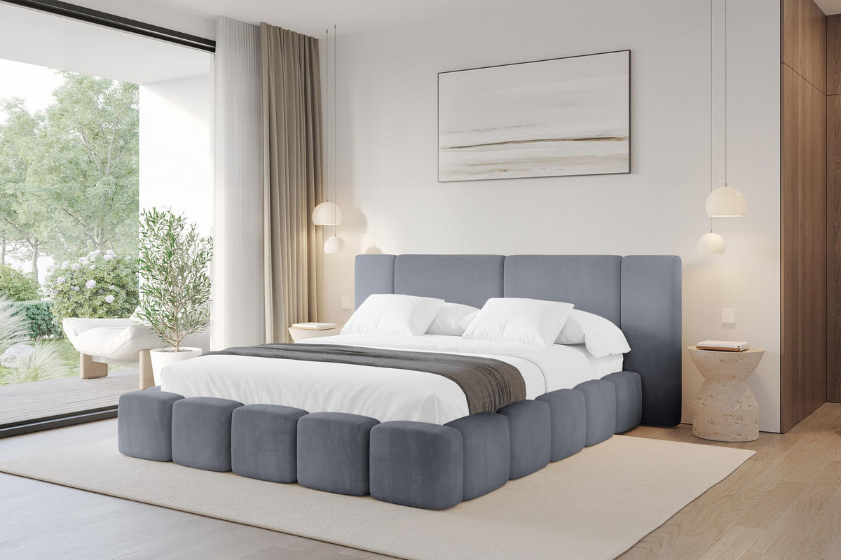 POLSTERBETT mit Bettkasten und Lattenrost, Bett mit Matratze H3/H4 - NILO 140x200 Grau - Grau, Holzwerkstoff/Textil (140/200cm) - ALTDECOR