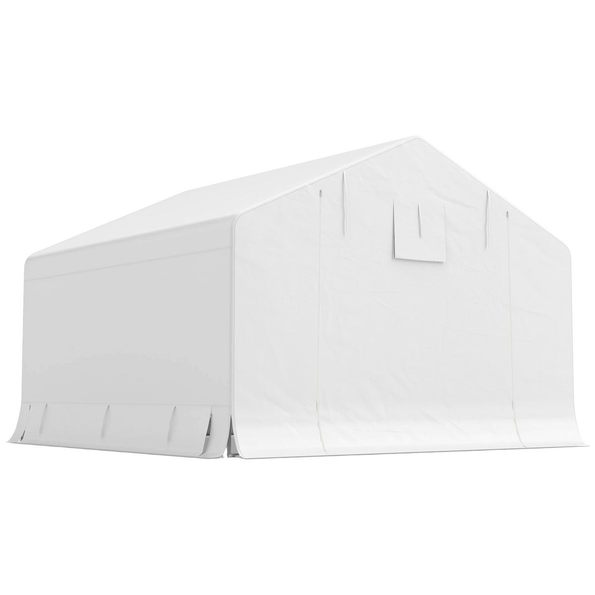 GARTENHAUS Wasserdichtes Gartenhaus-/Garagenzelt mit Rolltor, Metall und PE 3x3m ,weiß - Weiß, Metall (300/210/300cm) - Vallsero
