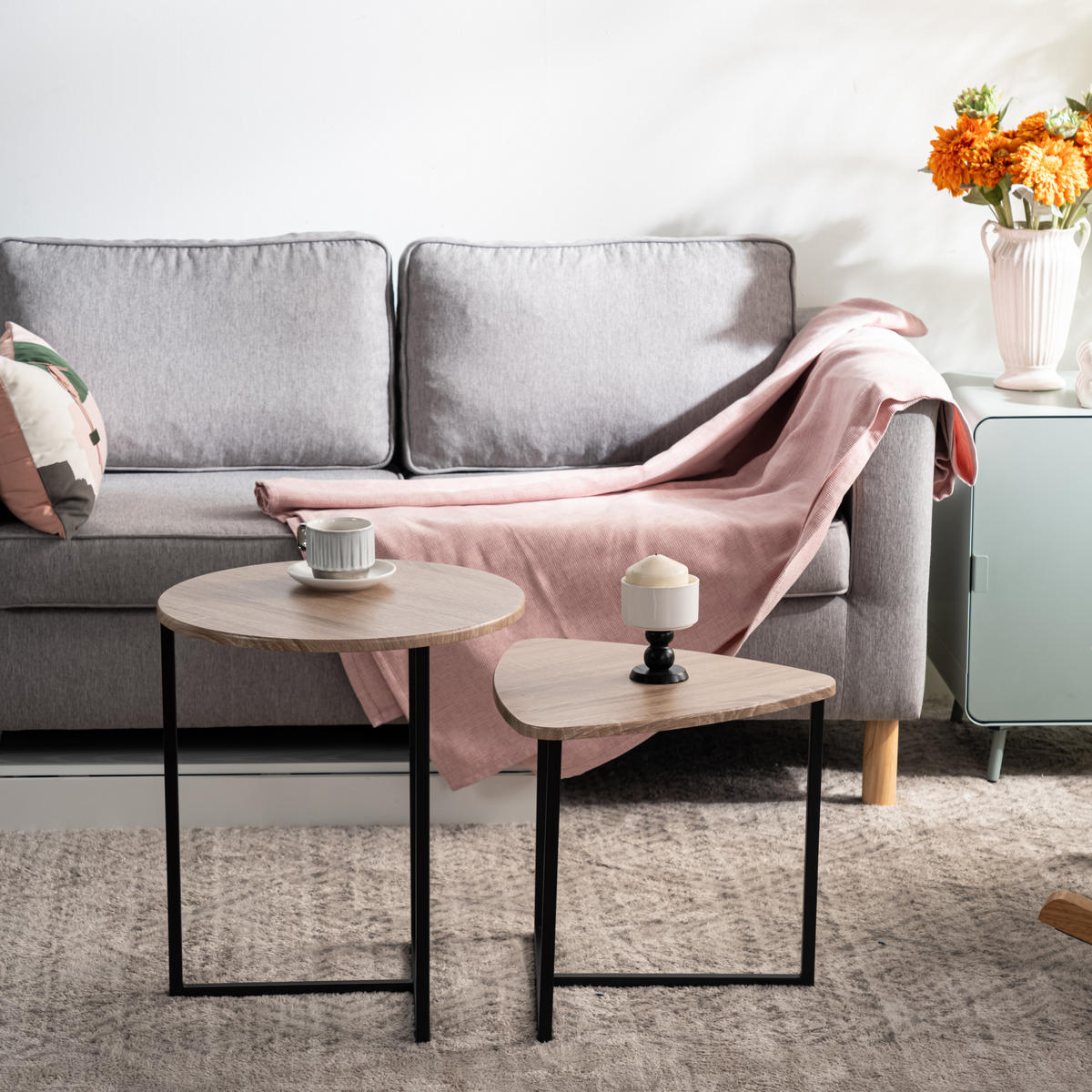 COUCHTISCH aus MDF in Eichenoptik - Eichefarben, Holzwerkstoff (45/45/51cm) - Meubles Cosy