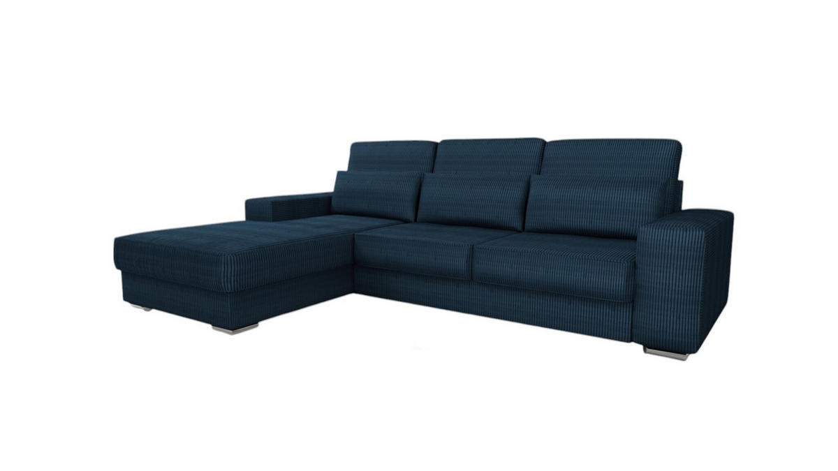 ECKSOFA Nevio In Scala - Dunkelblau, Holzwerkstoff/Textil (312/202cm) - Fun Möbel