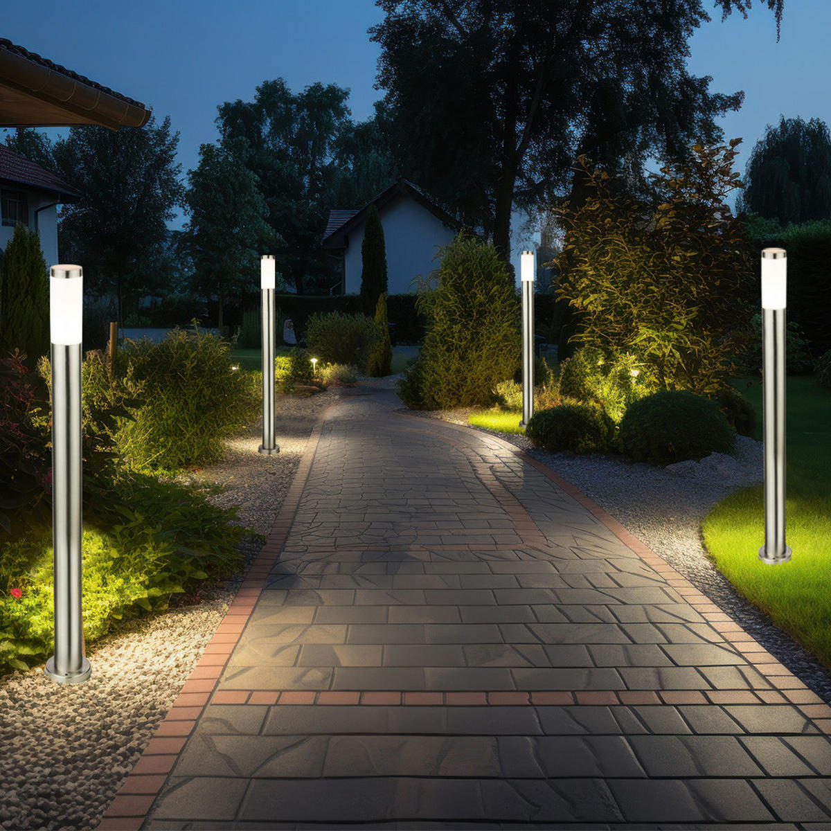 RGB LED WEGELEUCHTE Edelstahl Silber 2er Set - Silberfarben, Kunststoff (7.8/7.8/110cm) - Globo Lighting