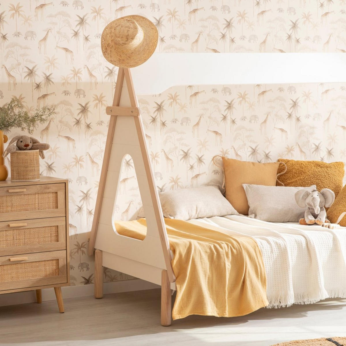 KINDERBETT Nuna Weiß 203 cm x 164 cm - Weiß, Holzwerkstoff