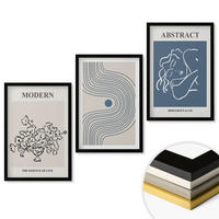 WANDBILDER 3er-Set - 40x60 cm Schwarzer Rahmen - abstrakte Poster mit Blumenlinien - Schwarz, Kunststoff (40/60cm) - ArtPrintCave