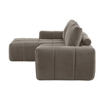 ECKSOFA mit segmentierter Polsterung, Taschenfederkern und abnehmbaren Kissen, Taupe - Taupe, Textil (255/162cm) - Redom