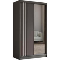 SCHWEBETÜRENSCHRANK Neli 120 cm mit Lamellen und Spiegel 2-türig, grau, grau, Lamelle weiß - Weiß/Grau, Kunststoff (120/216/61cm) - Margaret Hadas24