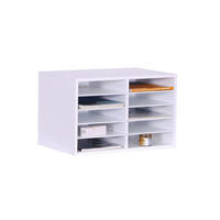 DOKUMENTENABLAGE Weiß Bambus 10 Fächer A4 - Weiß, Holz/Holzwerkstoff (31/49/31cm) - Relaxdays