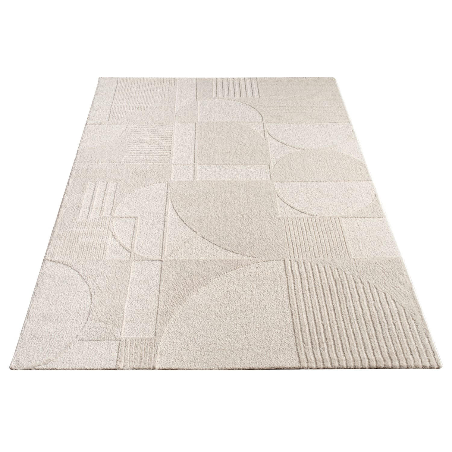 KURZFLORTEPPICH, mit Struktur, aus Polyester, Florhöhe 10 mm, Creme, 160 x 230 cm - Beige, Textil (160/230cm) - KADIMA DESIGN