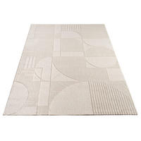 KURZFLORTEPPICH, mit Struktur, aus Polyester, Florhöhe 10 mm, Creme, 160 x 230 cm - Beige, Textil (230/160cm) - KADIMA DESIGN
