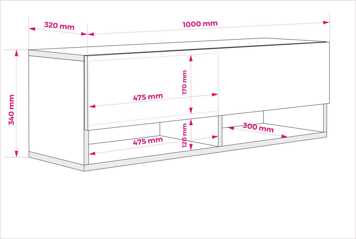 TV-LOWBOARD 100 cm Mattschwarz, 100 × 32 × 34 cm - Schwarz, Holzwerkstoff (100/33.6/32cm) - 3XE LIVING