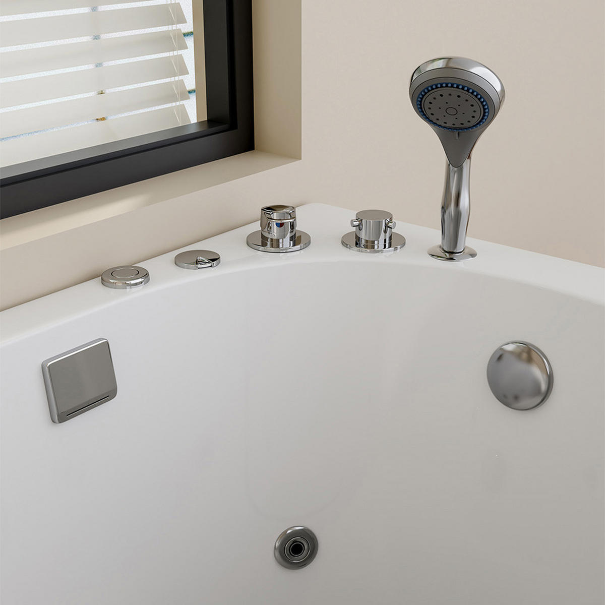 SENIORENBADEWANNE VITAL M - Rechts, M - Weiß, Kunststoff (153/64/76cm) - Home Deluxe