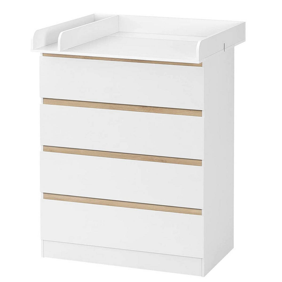 WICKELKOMMODE mit abnehmbarer Wickelsatz, mit 4 Schubladen - Weiß, Holzwerkstoff (80/100.5/47.8cm) - Woltu
