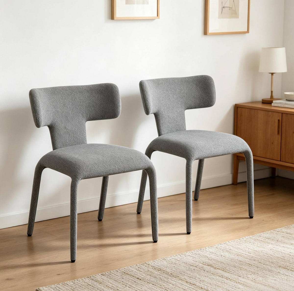 STUHL 2er-Set mit Rollen 53 x 53 x 78 cm Grau - Grau, Metall (53/78/53.1cm) - Meubliv