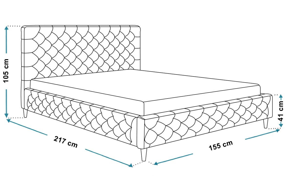 POLSTERBETT LUX Miami mit Kopfteil, 140 x 200 cm, Doppelbett mit Lattenrost aus Holz, Velourstoff Grau, Füße in Farbe: Braun - Grau, Holz/Textil (140/200cm) - Alpi-Möbel