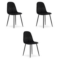 ESSZIMMERSTUHL 3-er Set DAPI schwarzer Sitz, schwarze Beine - Schwarz, Textil (44.5/87.5/50.5cm) - Valora