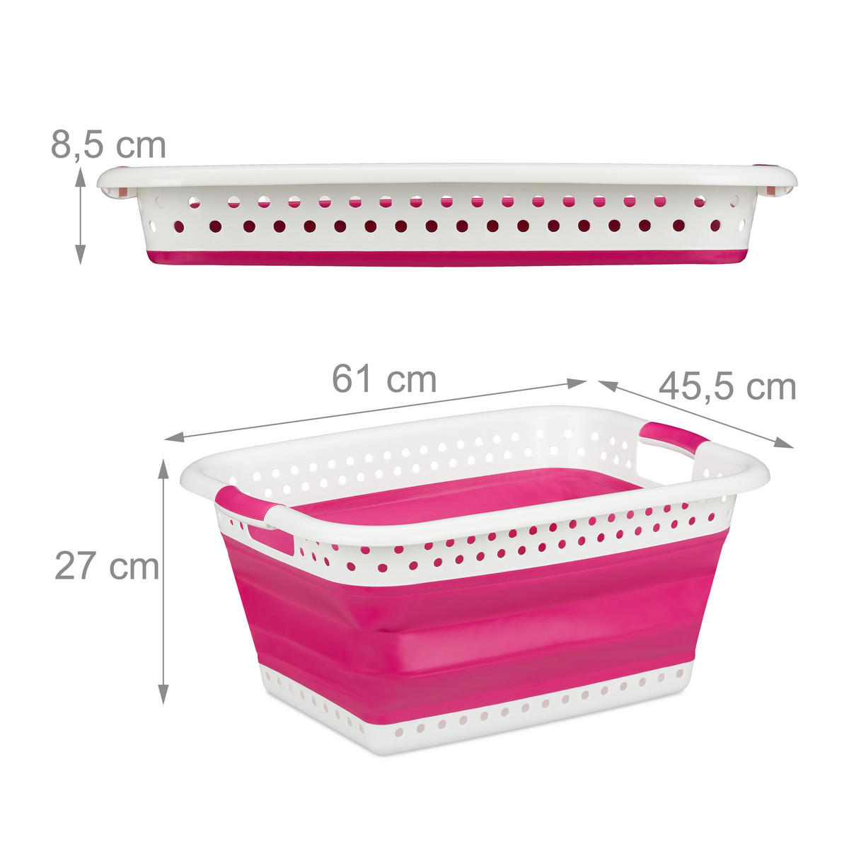 KÔŠ na prádlo - pink, plast (61/27/45.5cm) - Relaxdays