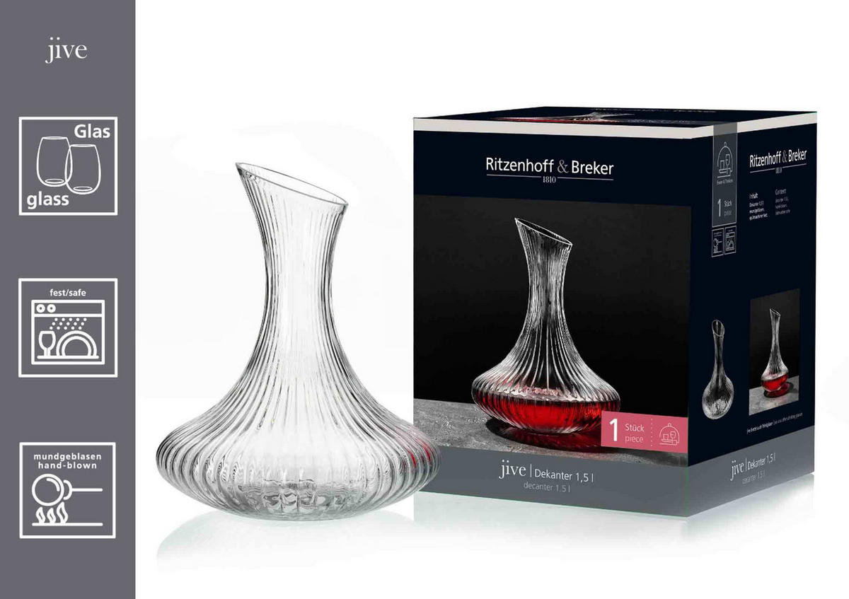 DEKANTER Jive transparent 1,5 Liter - Transparent, Glas (1.5L) - Ritzenhoff Breker