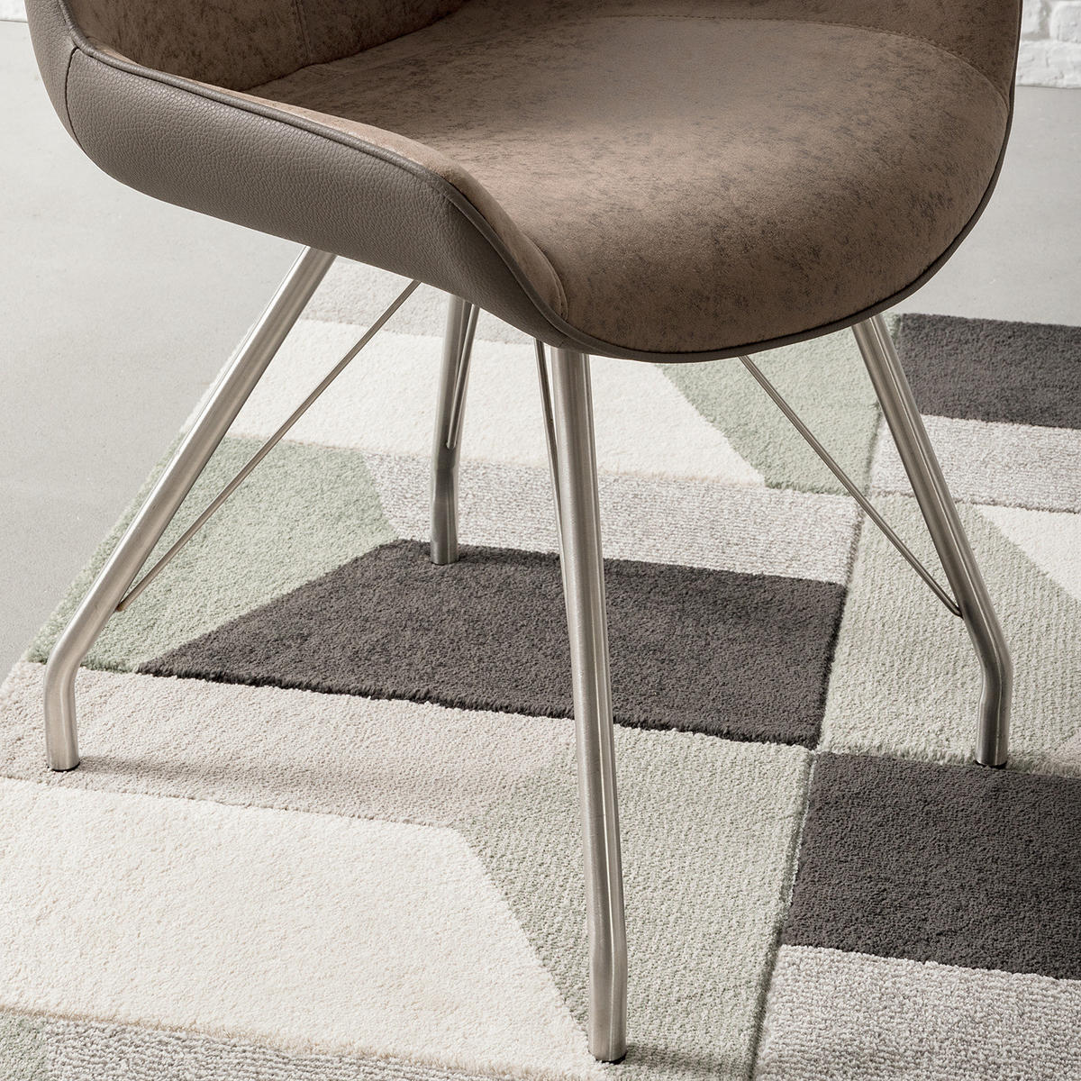 POLSTERSTUHL - 2er-Set - Kunstleder / Edelstahl - Cappuccino, Kunststoff/Textil (54/87/60cm) - home24