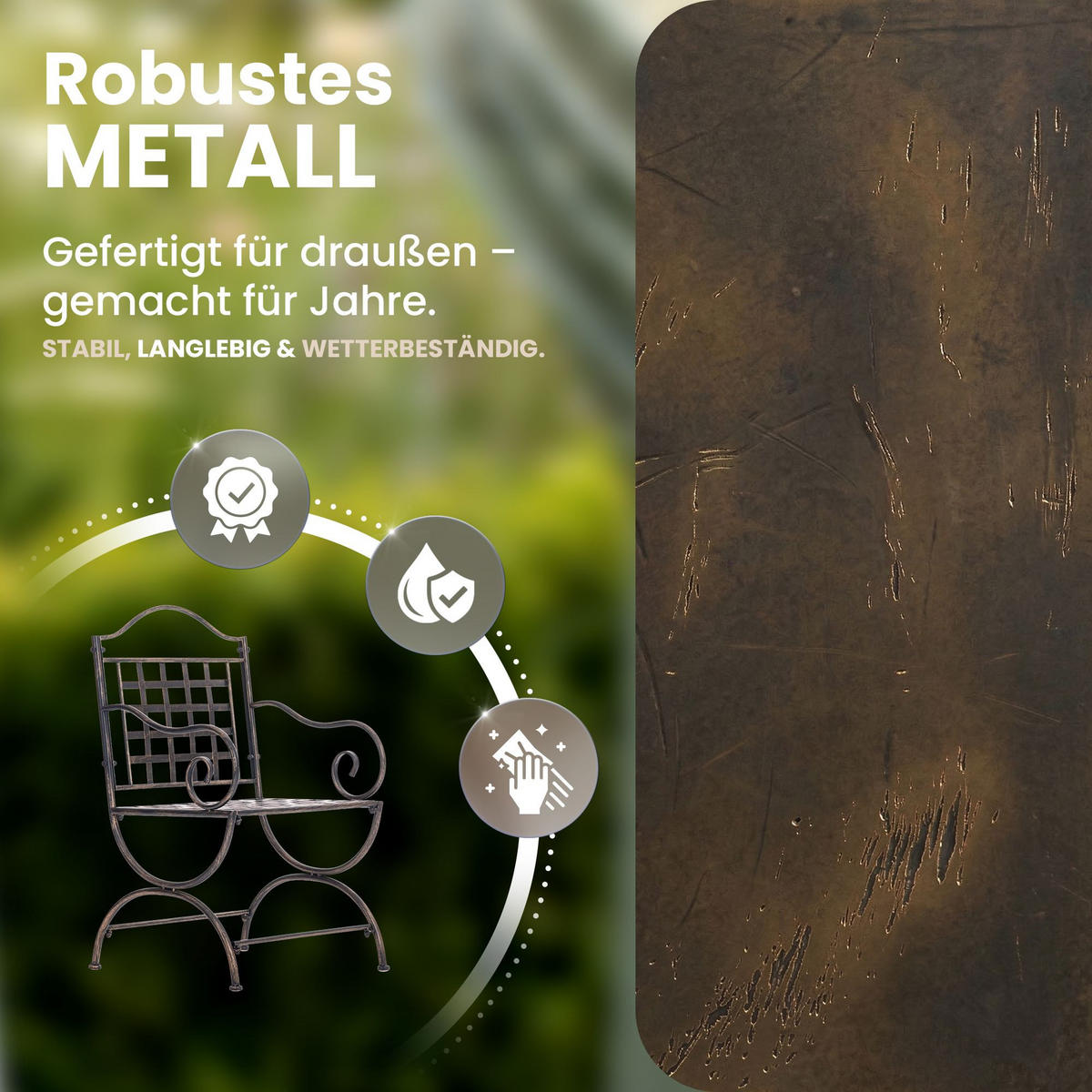 GARTENSTUHL Metall Bronze - Bronzefarben, Metall (56/92/53cm) - CLP